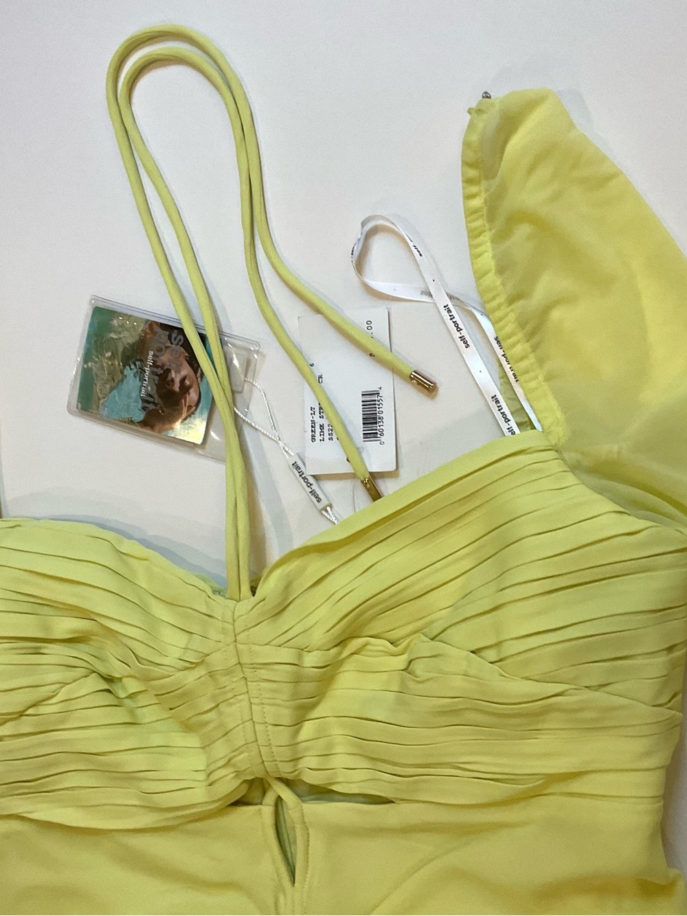 NWT Self-Portrait Lemon Ruched Cutout Mini Dress - Picture 7 of 10
